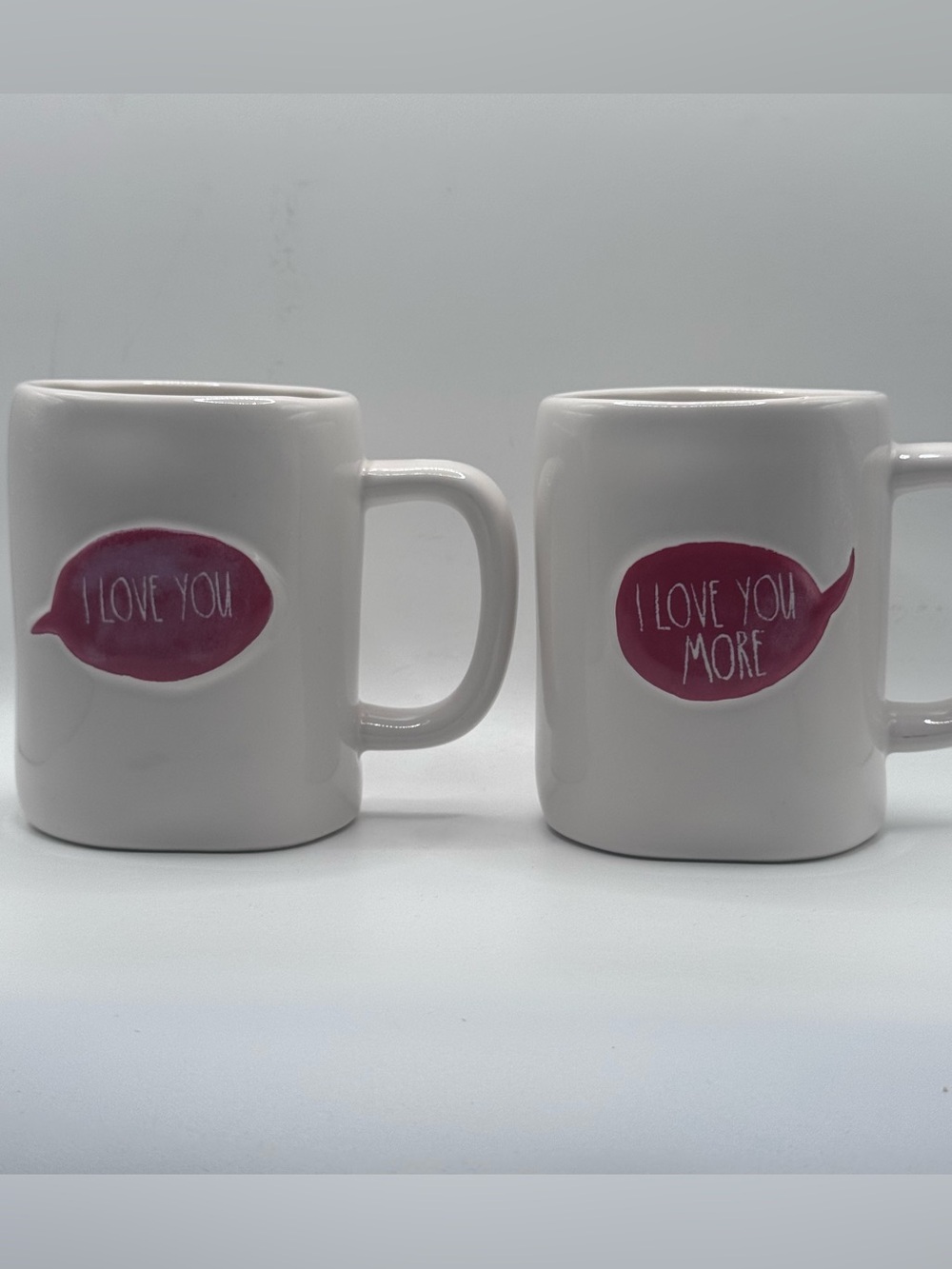 RAE DUNN Valentine's Day Ceramic Mug Set, I LOVE YOU & I LOVE YOU MORE *READ*